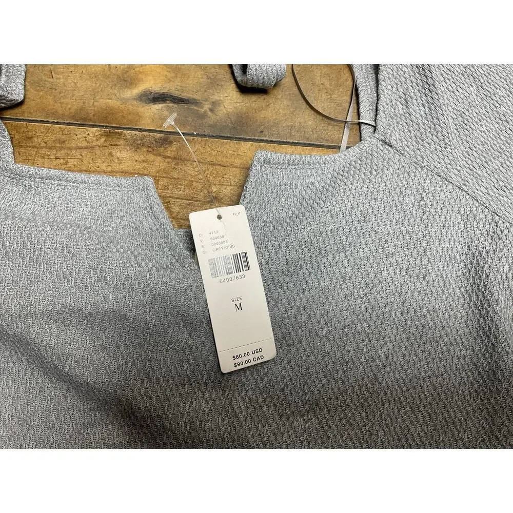 Pilcro Gray Waffle Knit Long Sleeve Notch Neck Top M Casual Minimal NWT - Picture 4 of 10